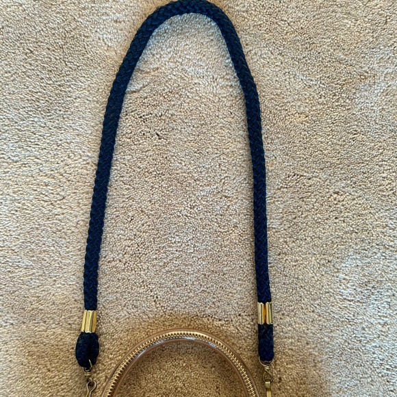 Fiona Navy and Gold Woven Straw Purse - Picture 7 of 8